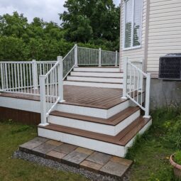 fiberon bungalow fortress white rail trex white fascia deck rain final
