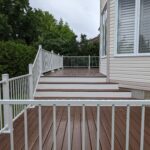 Fiberon bungalow fortress white rail trex white risers deck rain