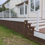 Fiberon bungalow trex white fascia fortress white rail deck side