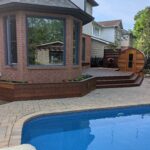 oiled IPE planters near deck and pool kanata